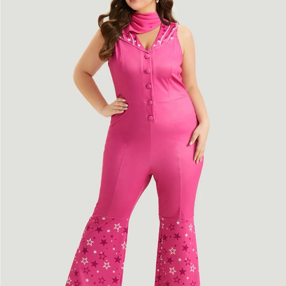 Pink Star-Patterned Jumpsuit
